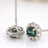 Katie 14K White Gold Alexandrite and Diamond Accents Earrings | Oval 5x4mm