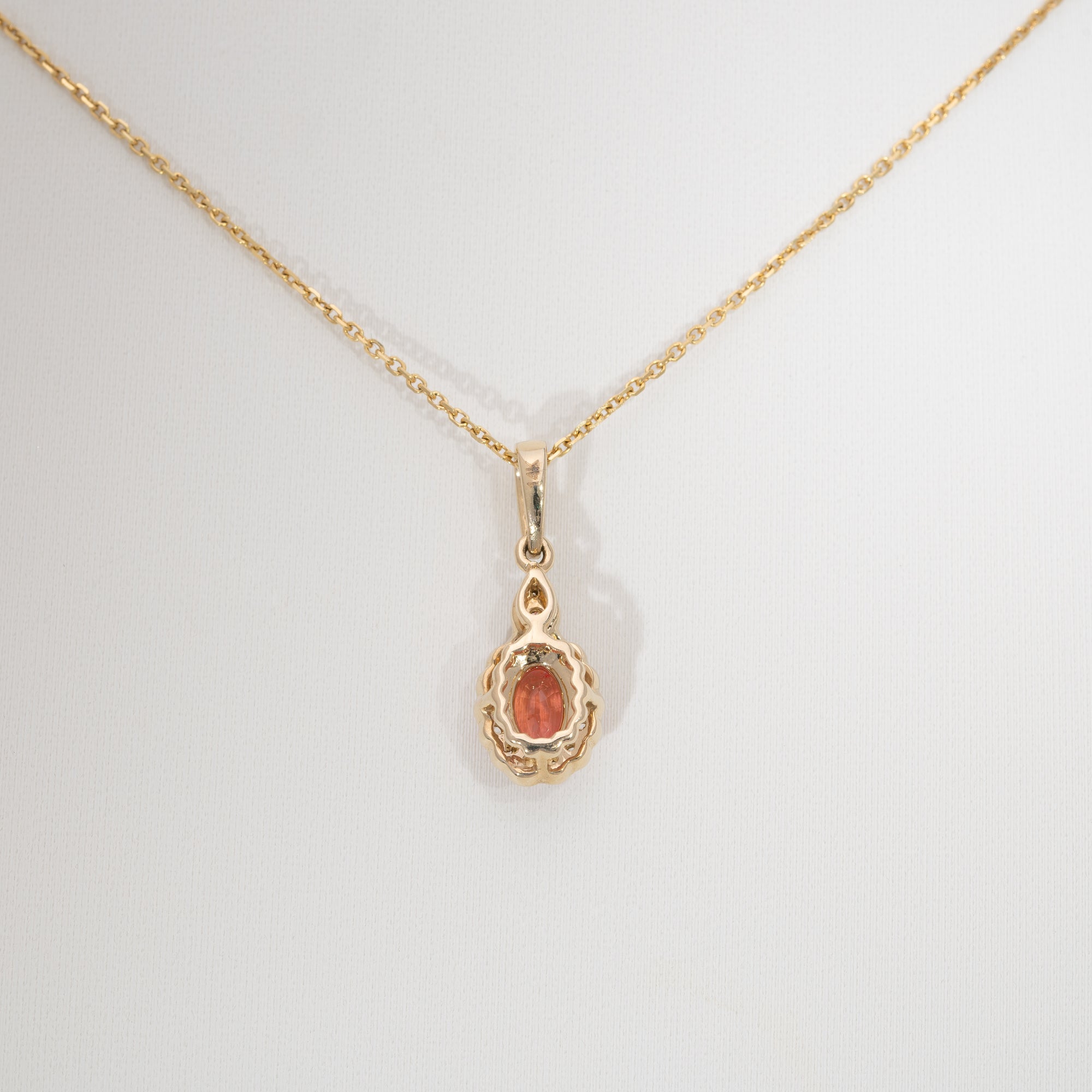 14K yellow gold padparadscha sapphire pendant