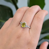 Alyssa 14K White Gold Sphene and Diamond Ring | Pear 7x6mm