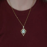 Ethiopian Opal with Earth Mined Diamond Accents in Solid 14K Gold - Pear Cut 18x13mm Fine Jewelry