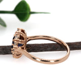 Chandra 14K Rose Gold 1.76Cts Ceylon Sapphire Diamond Ring | Oval 8x6mm