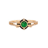 Clover 14K Yellow Gold Tsavorite Garnet and Diamond Ring | RD 4mm