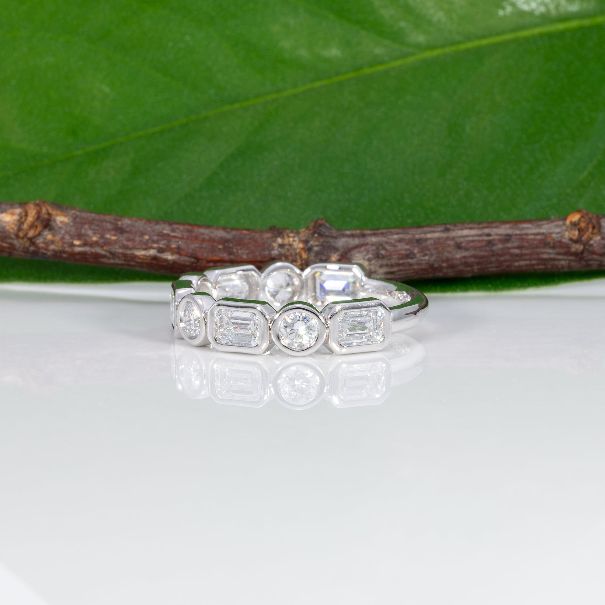 14K white gold lab grown diamond band