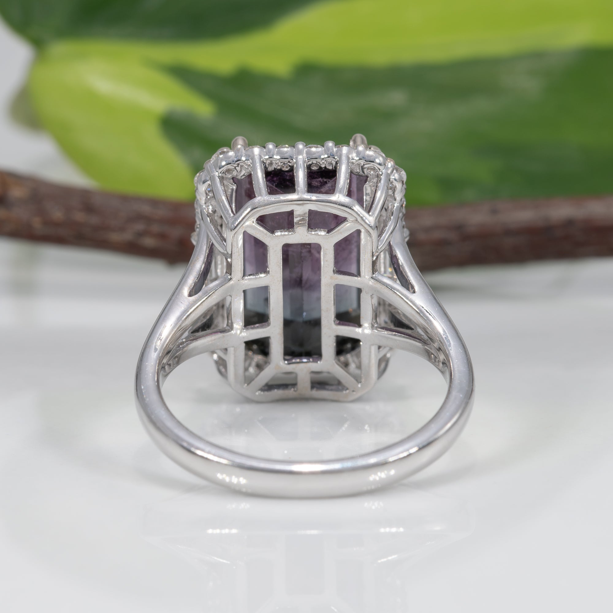 14K white gold bi-color tourmaline ring