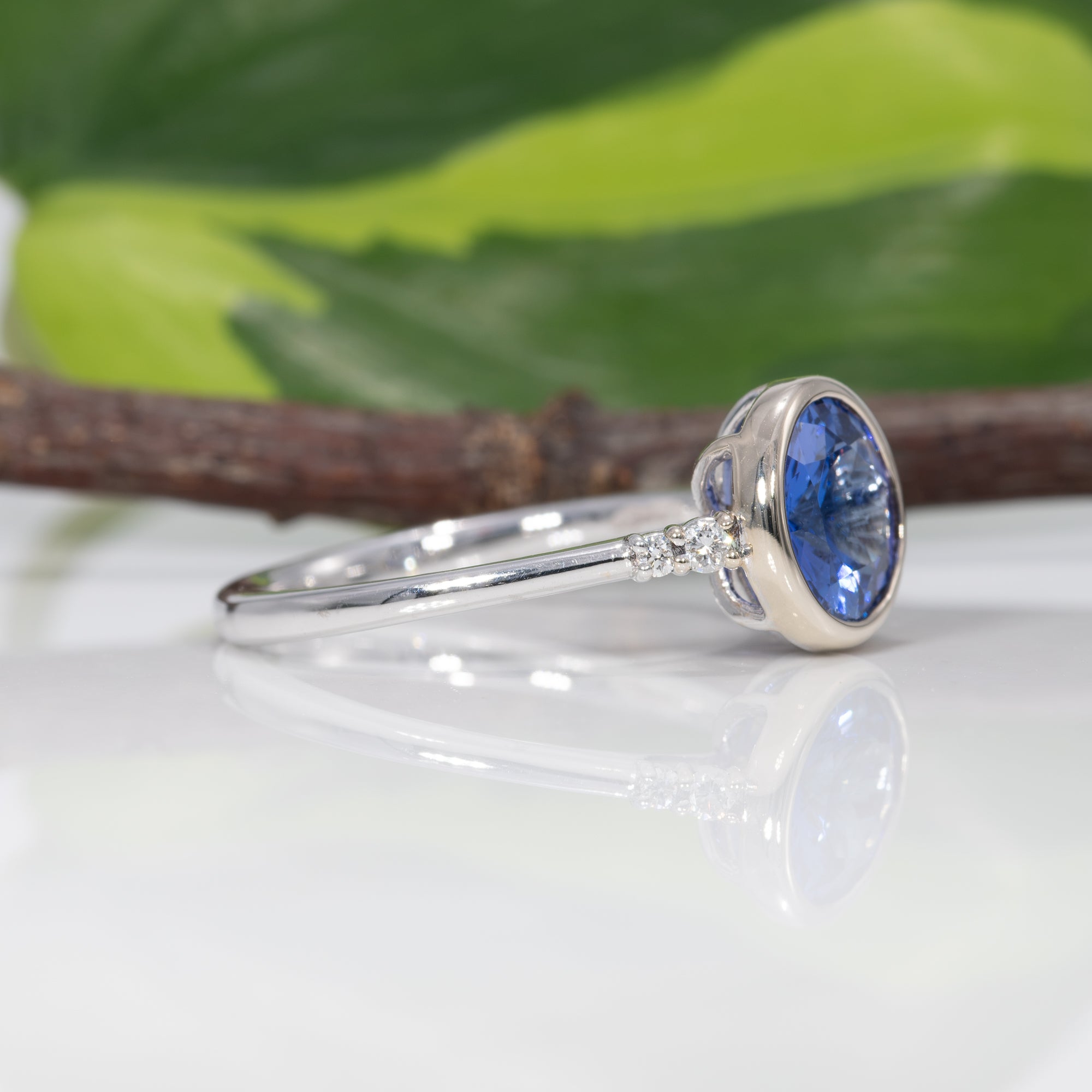 14K white gold tanzanite ring