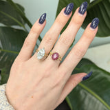 Seraphina Solid 14k Gold Star Ruby Ring with Natural Diamonds Accents, Oval 10x8mm