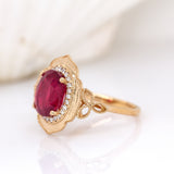 Eliora 14K Yellow Gold Madagascar Ruby and Diamond Ring | OV 10x8mm