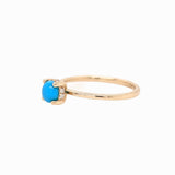 Turquoise Ring w Earth Mined Diamonds in Solid 14K Yellow Gold Round 5mm