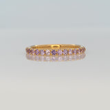 Purple Sapphire Band in Solid 14K Gold - Minimalist Round Sapphire Fine Jewelry Stackable Ring