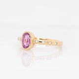 Vivia 14k Solid Gold Pink Sapphire Ring with Natural Diamonds Accents | Oval 7x5mm