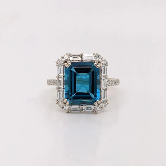 Emerald Cut London Blue Topaz Loose Gemstone 12