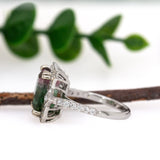 Nina 14K White Gold Watermelon Tourmaline and Diamond Ring | EM 10.7x6.3mm