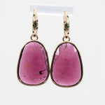 14K yellow gold rubellite tourmaline earrings