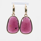 14K yellow gold rubellite tourmaline earrings