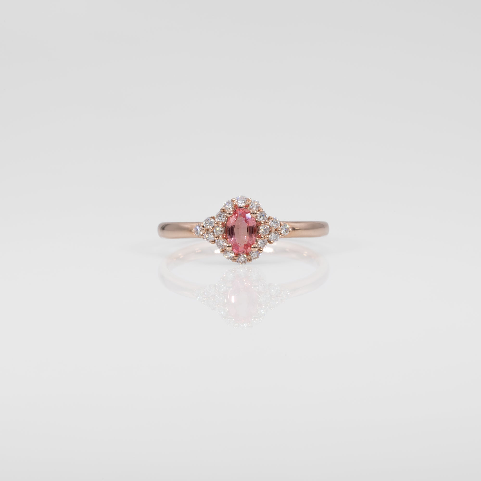 14K rose gold padparadscha sapphire ring