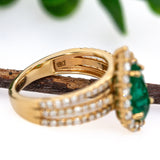 18K Yellow Gold GIA Certified Colombian Emerald Diamond Ring | Pear Shape 10.5x5.5mm
