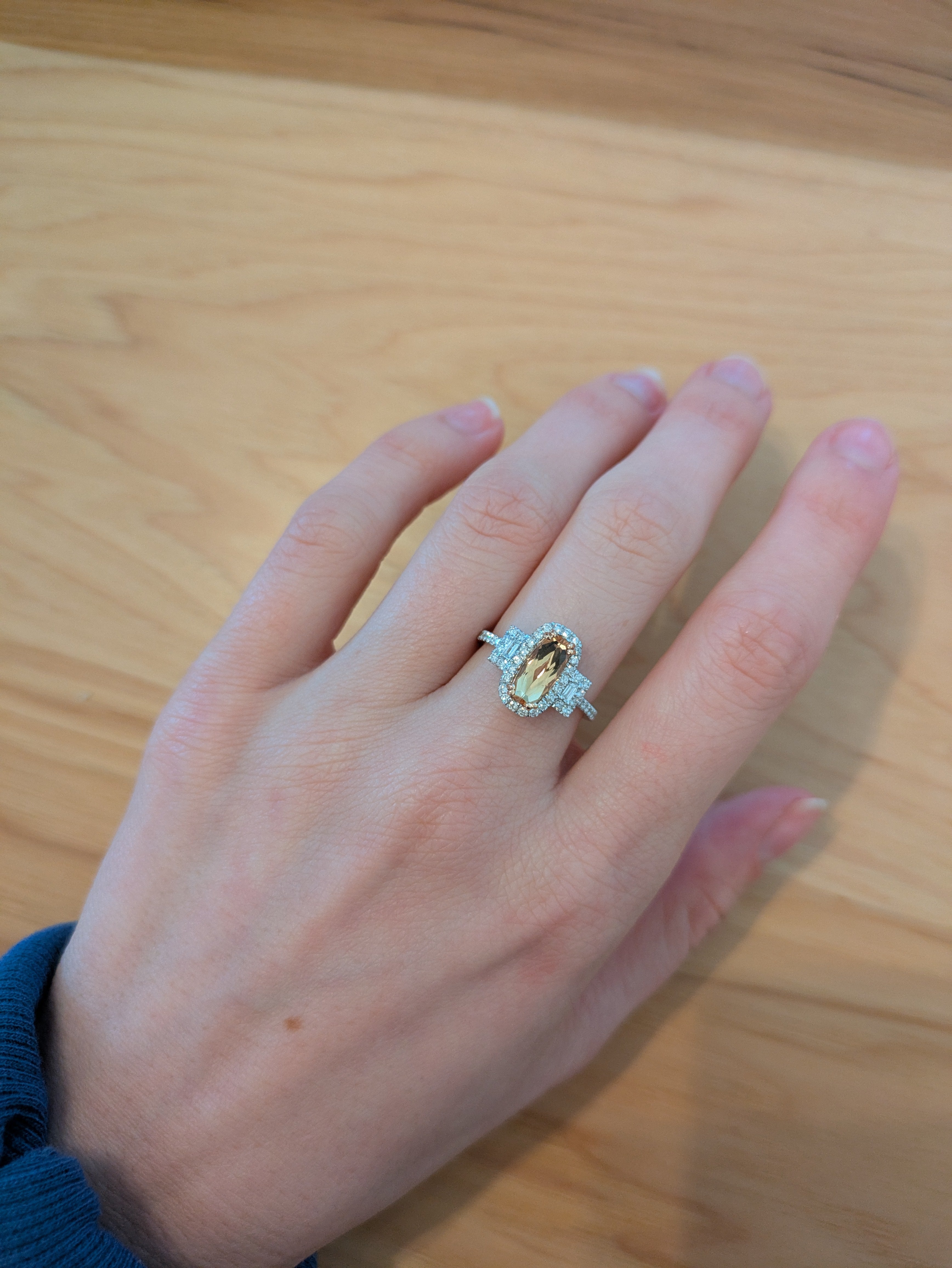 Moana 14K White Gold 1.47ct Imperial Topaz Diamond Ring |Oval 10x8mm