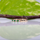 14K yellow gold diamond and emerald band ring