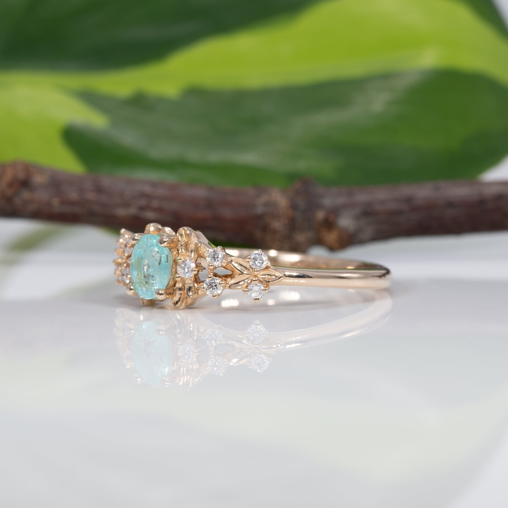 14K yellow gold paraiba tourmaline ring