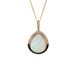 Yana 14K Yellow Gold 8.83cts Ethiopian Opal Diamond Pendant | Pear Shape 18x15mm