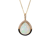 Yana 14K Yellow Gold 8.83cts Ethiopian Opal Diamond Pendant | Pear Shape 18x15mm
