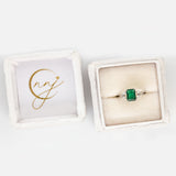 Aliza Zambian Emerald Ring with Natural Diamonds Accents: 14k Solid Gold, Emerald 8x6mm