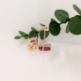 Natural Madagascar Ruby Studs in Solid 14K Gold | Push Backs | Oval 6x4mm 7x5mm 8x6mm 9x7mm 10x8mm