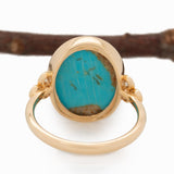 Taylor Solid 14k Gold  Sonoran Turquoise Ring with Natural Diamonds, 16x12mm