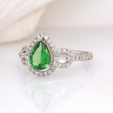 Ivy 14K White Gold Tsavorite Garnet and Natural Diamonds Ring | PE 8x6mm