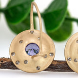Mahi 14K Yellow Gold Tanzanite Diamond Earrings | Round 5mm