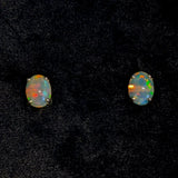 Natural Ethiopian Opal Oval Four Prong Stud Earrings | Solitaire Studs 7x5 8x6 9x7mm