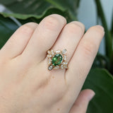 Supriya 14K Yellow Gold Tsavorite Garnet and Natural Diamonds Ring | Oval 9x7mm