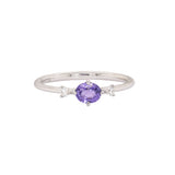 Amaira 14K White Gold Purple Sapphire and Diamond Ring | OV 5x4mm