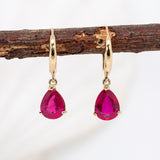 Sana 14K Yellow Gold Madagascar Ruby Solitaire Earrings | PE 9x7mm