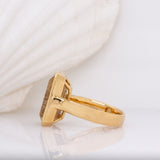 Isla Golden Rutilated Quartz Ring in Solid 18K Yellow Gold | Emerald cut 17x11mm | Solitaire Ring | Statement Ring