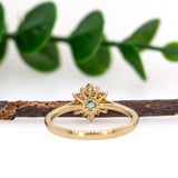 Mira 14K Yellow Gold Paraiba Tourmaline Diamond Ring | Round 4mm