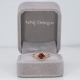 14K yellow gold red spinel ring with pink sapphire accents