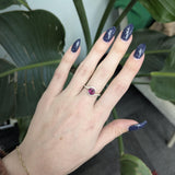 Hardika Solid 14k Gold Purple Garnet Ring with Natural Diamonds Accents, 7mm