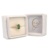 Aviva Solid 14k Gold Tsavorite Garnet Ring with Natural Diamond Accents, 9x5mm