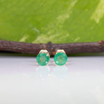 14K yellow gold Zambian emerald round stud earrings