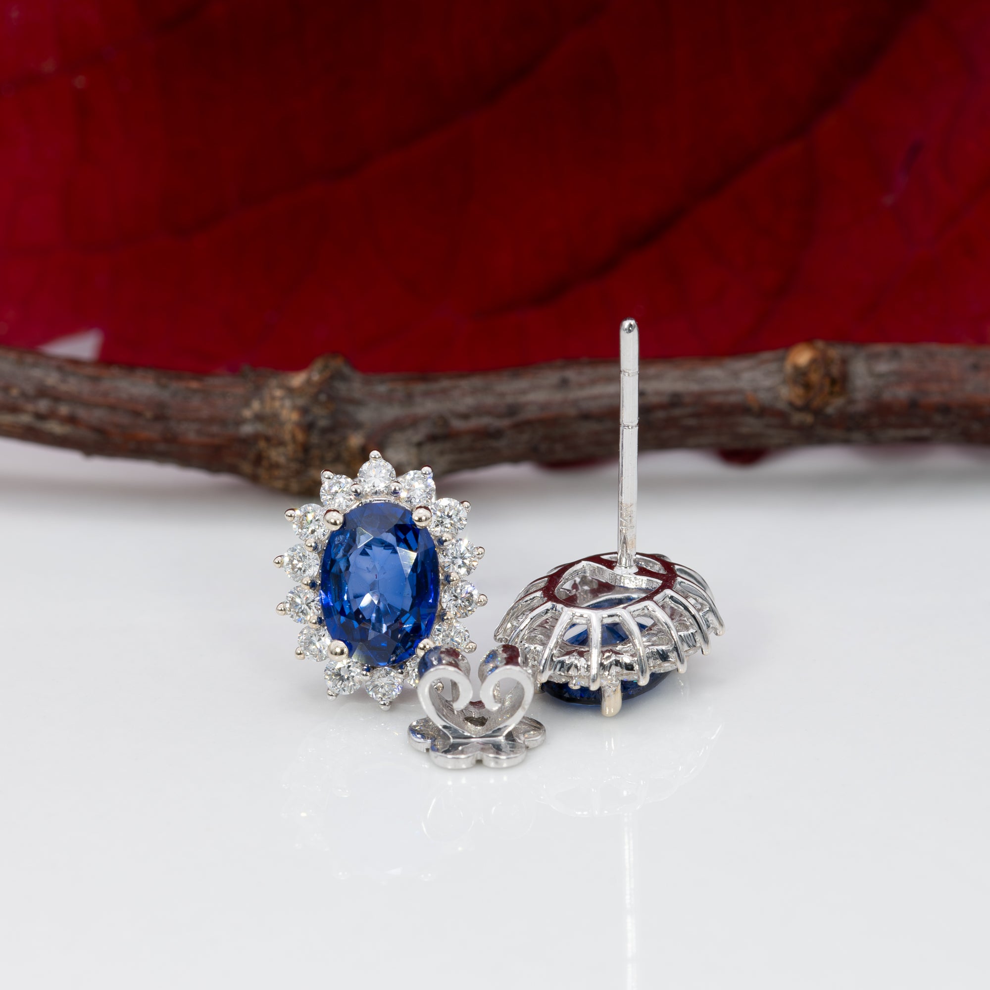 14K white gold ceylon blue sapphire earrings