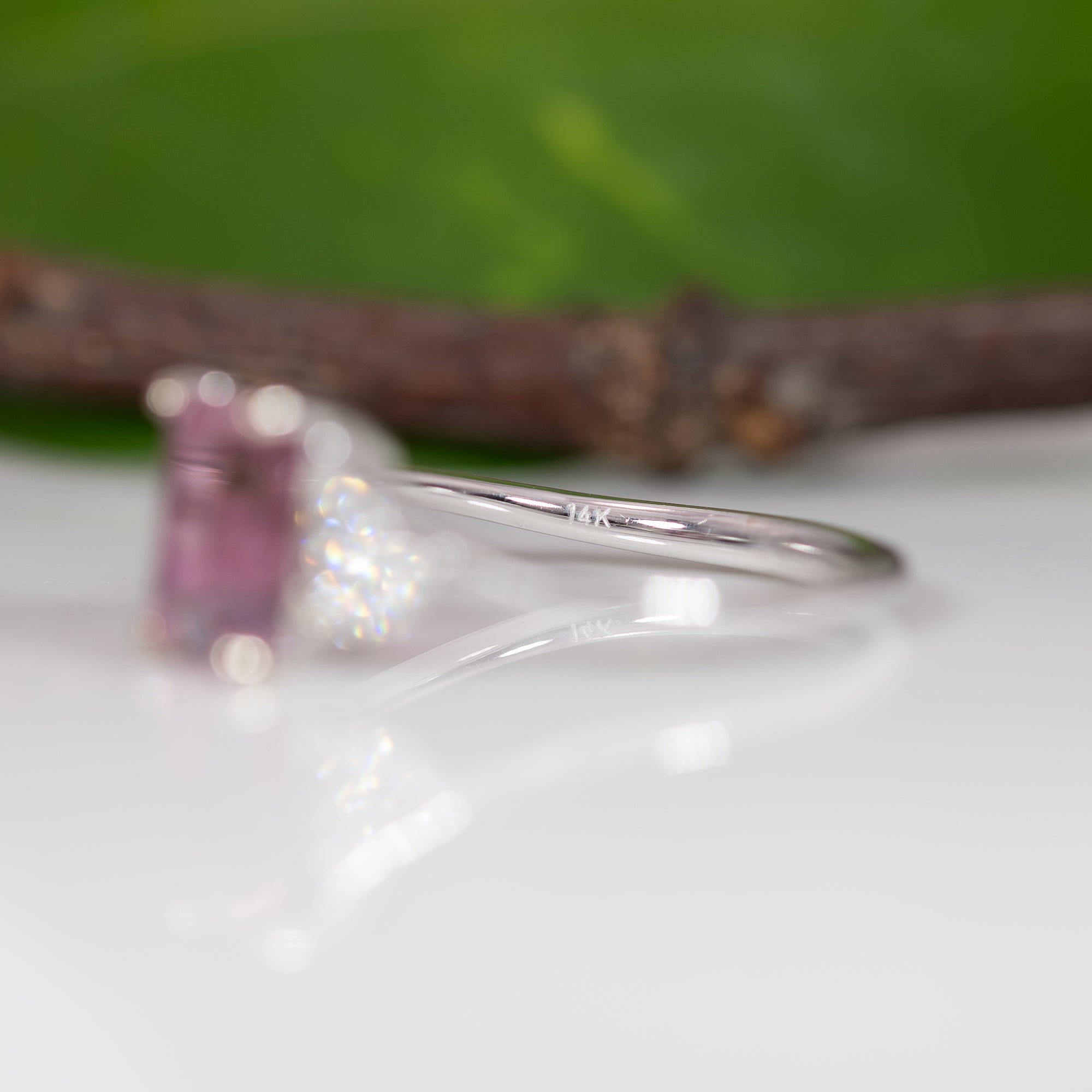 14K white gold bi-color tourmaline ring