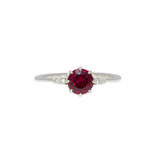 Razi Solid 14k Gold Rubellite Tourmaline Ring with Earth Mined Diamonds, Round 6mm