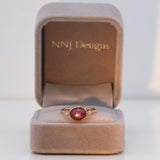 14K rose gold star ruby cabochon ring with diamond accents