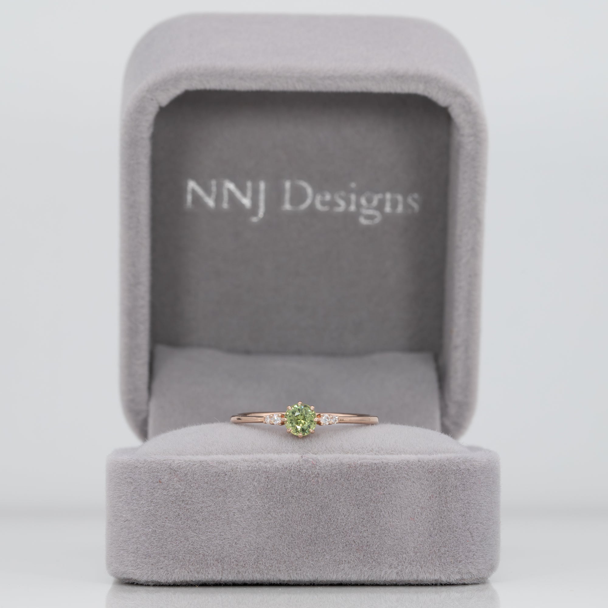 14K rose gold demantoid garnet ring
