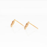 Audrey Golden Glow Star Studs with Natural Diamonds Accents: Solid 14k Rose Gold