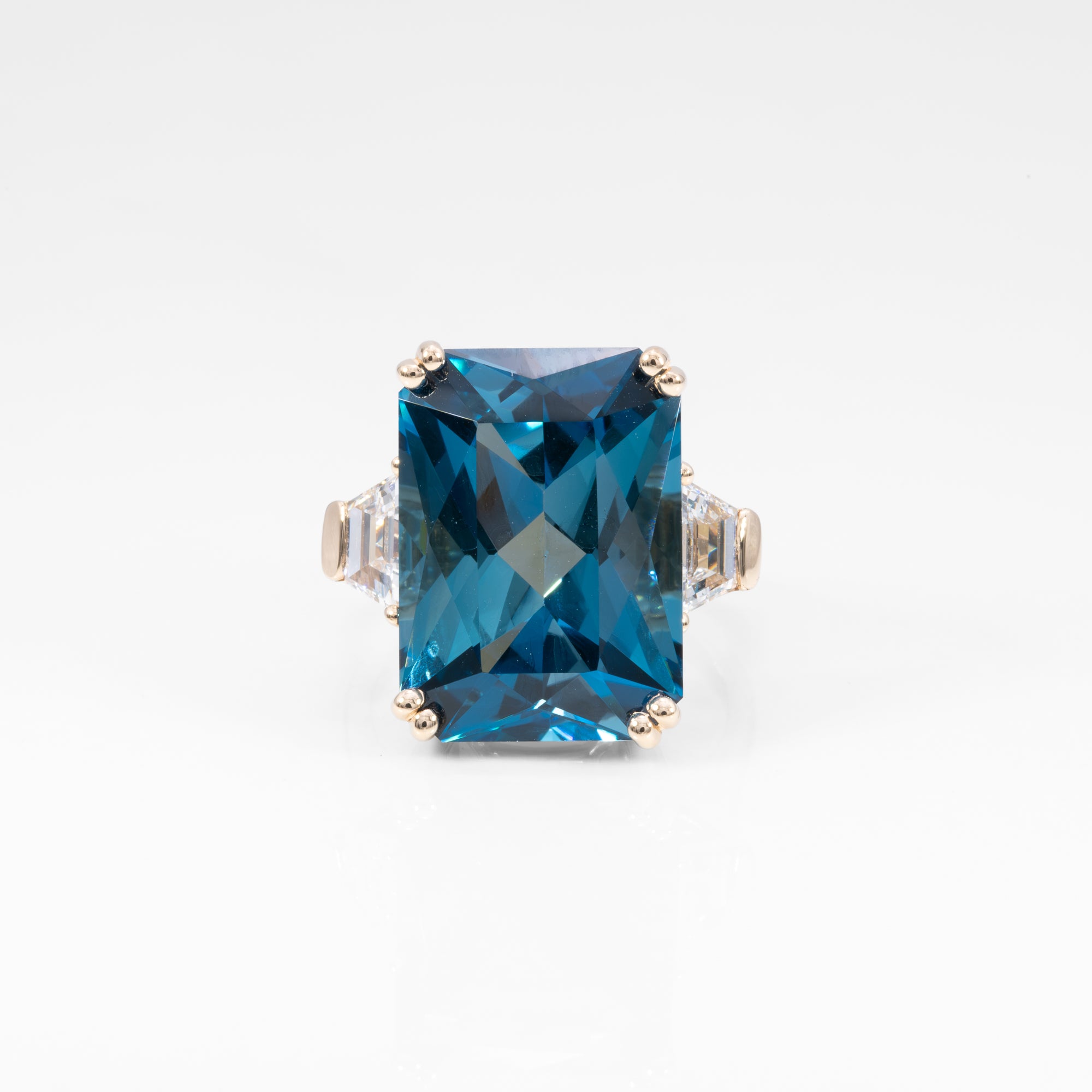 14K yellow gold london blue topaz ring