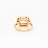 Arabella Sky Topaz Ring with Natural Diamonds Accents: 14k Solid Gold, Emerald cut 8x6mm
