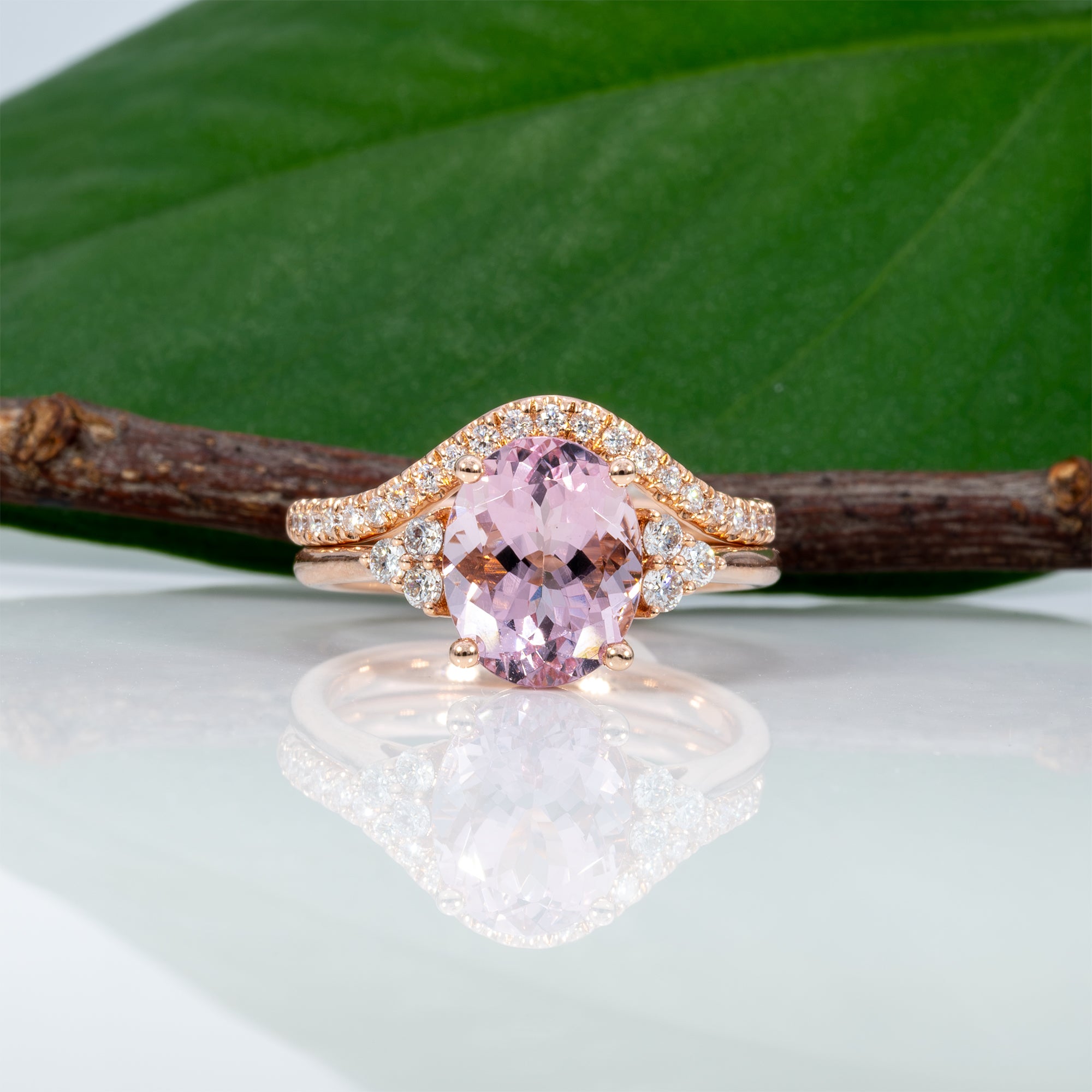 14K rose gold diamond band ring