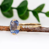 Vini 14k Solid Yellow Gold Cornflower Blue Sapphire and Diamond Ring | 9x7mm , EM